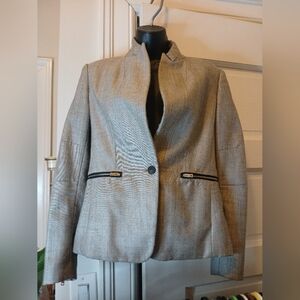 Rag & Bone 'Alpine' Silver Heather Wool Blend Zip Pockets/Cuffs Blazer Size 0